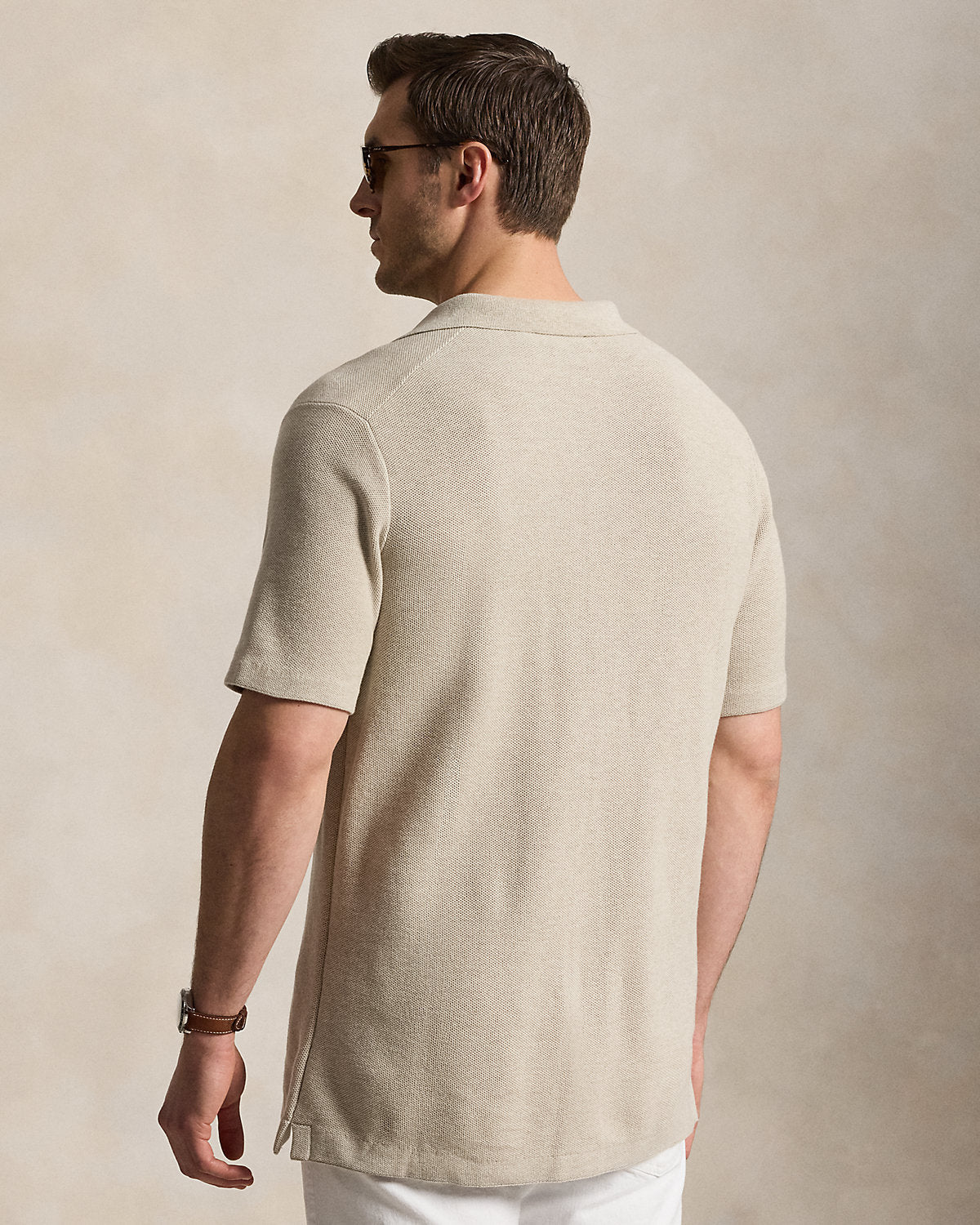 Mesh-Knit Cotton Camp Shirt Sweater