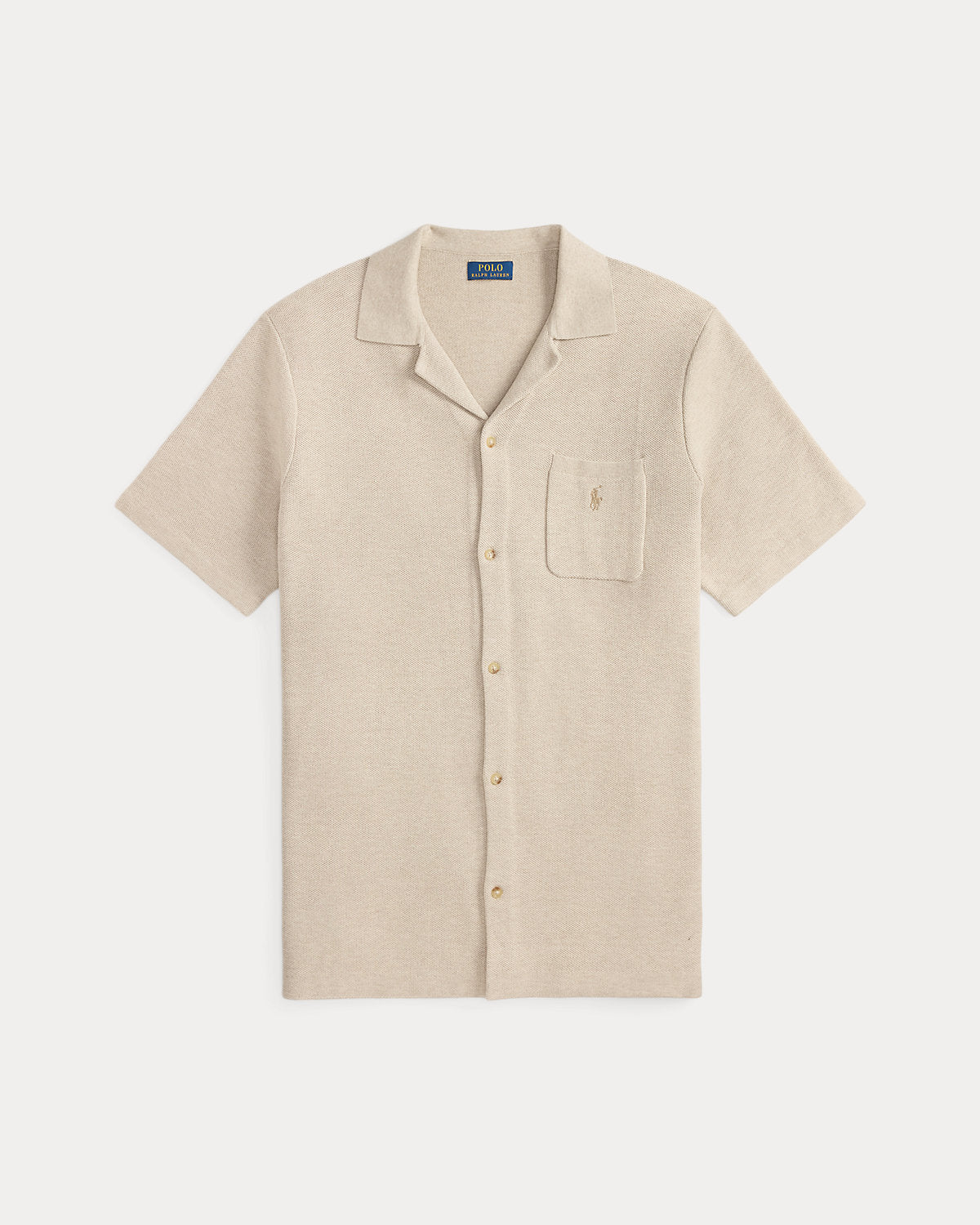 Mesh-Knit Cotton Camp Shirt Sweater