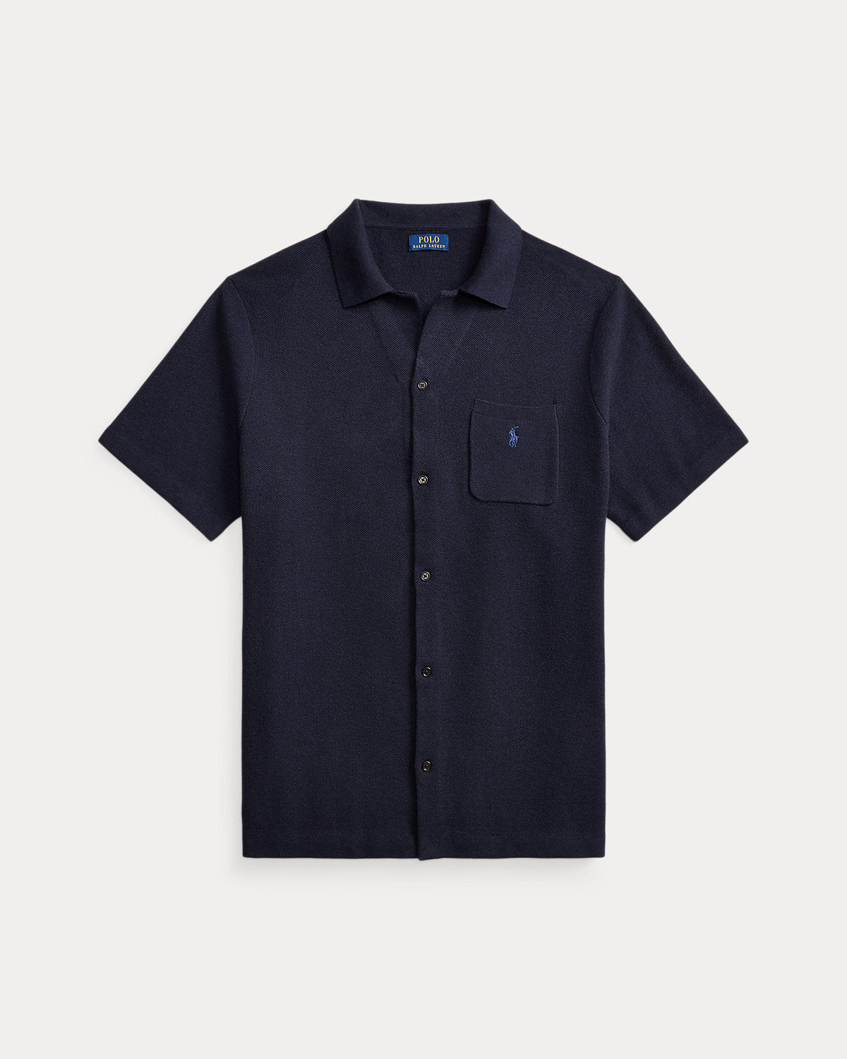 Mesh-Knit Cotton Camp Shirt Sweater