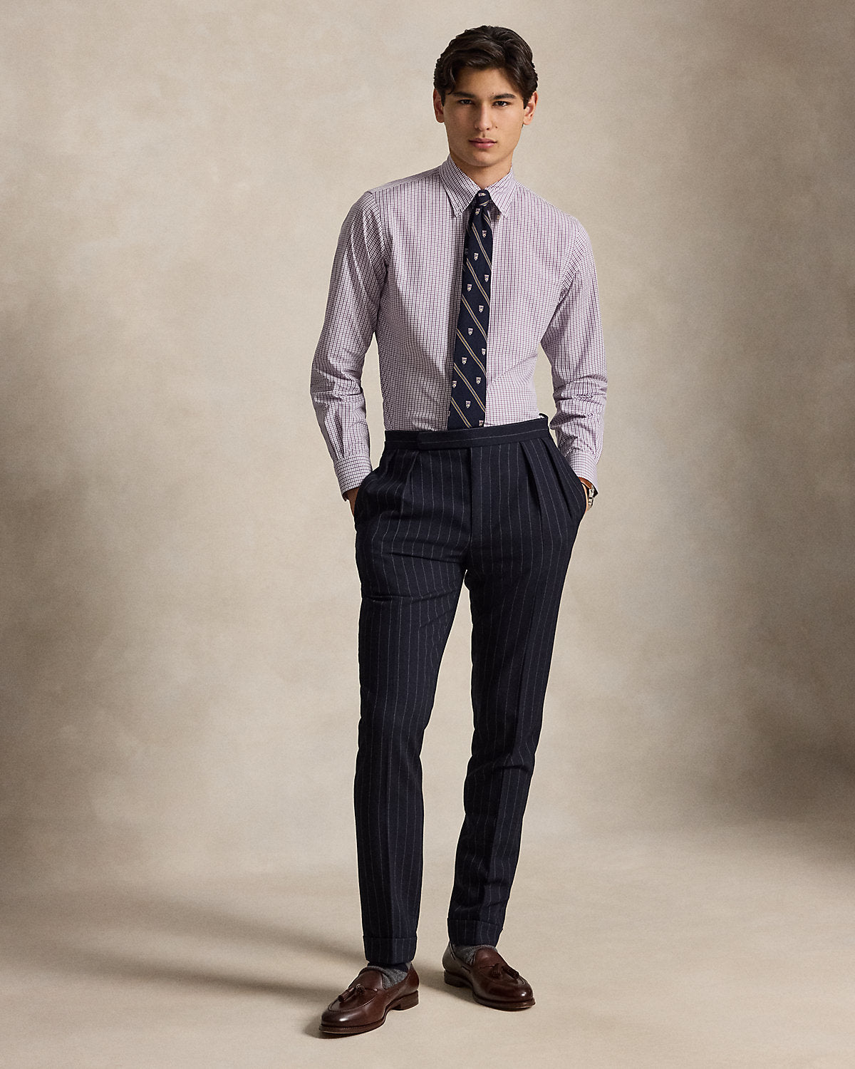 Custom Fit Checked Poplin Shirt