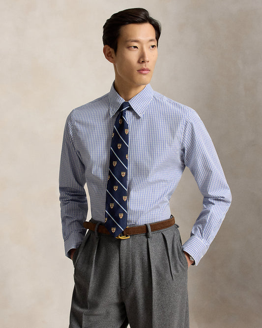 Custom Fit Checked Poplin Shirt