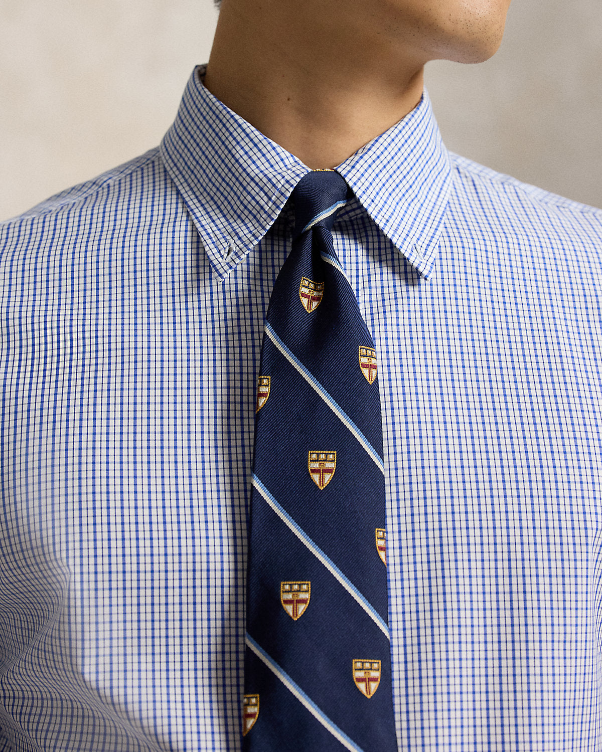 Custom Fit Checked Poplin Shirt