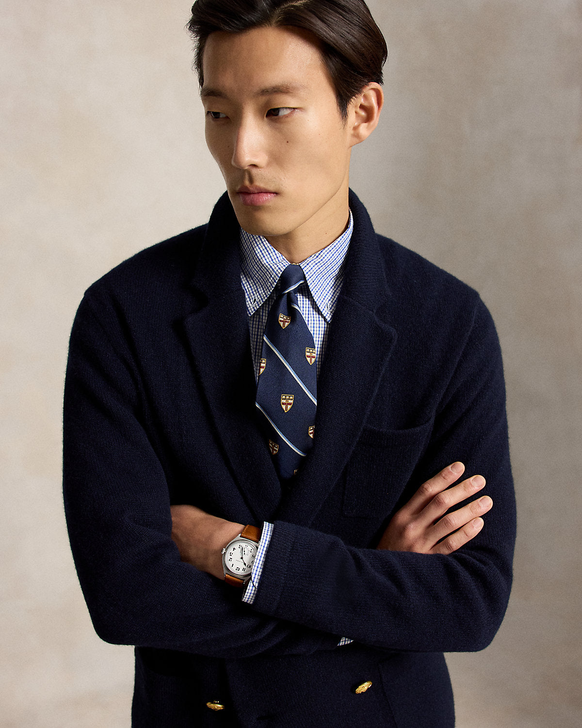Custom Fit Checked Poplin Shirt