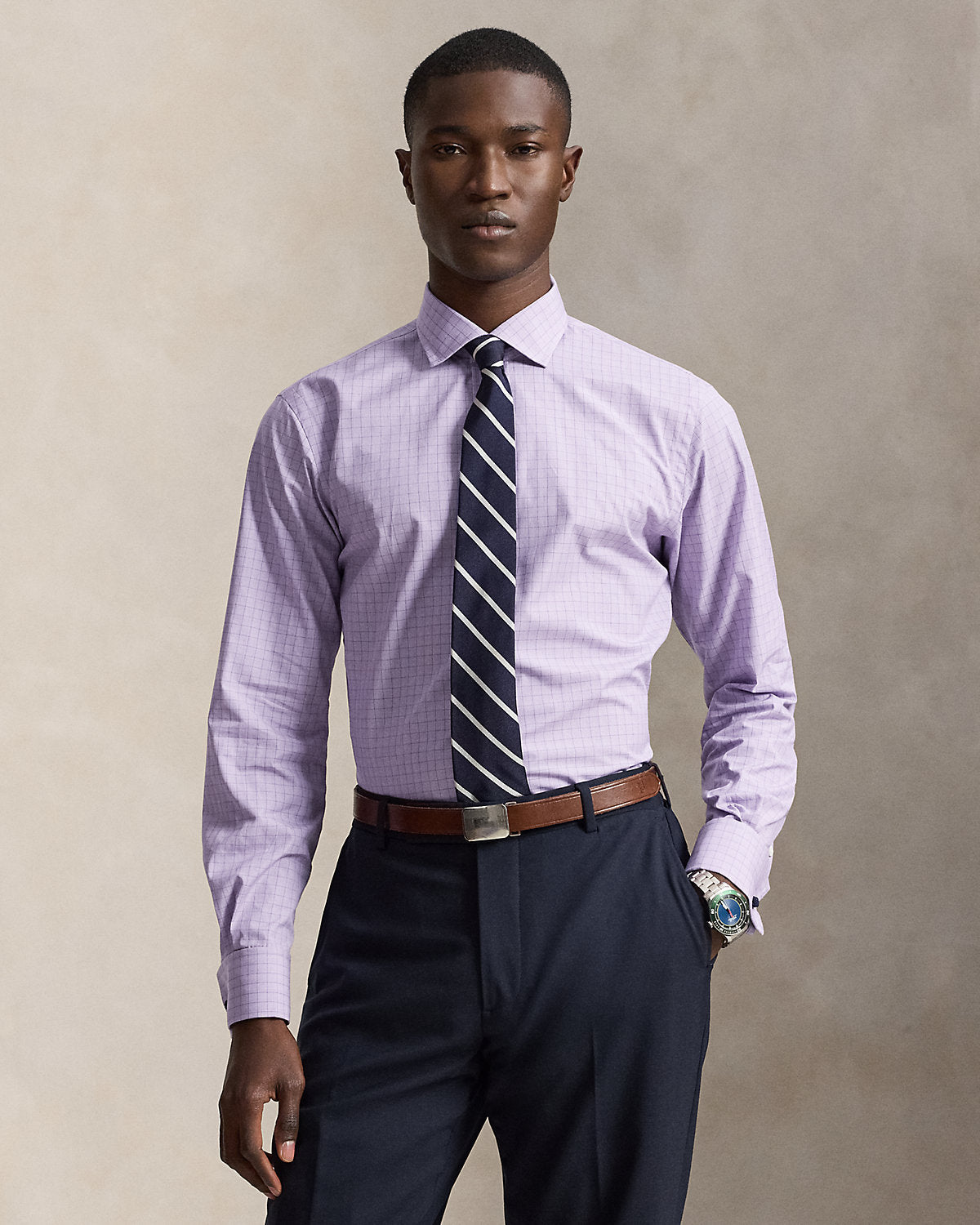 Custom Fit Plaid French Cuff Shirt