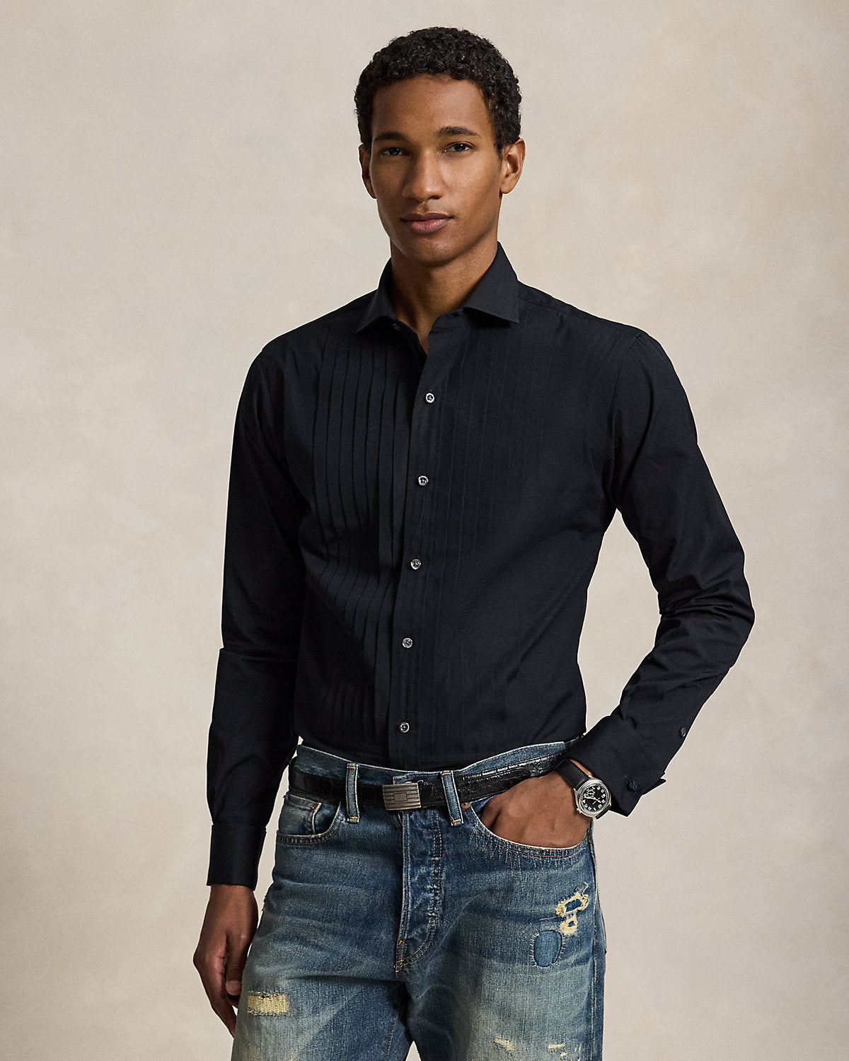 Custom Fit Poplin Tuxedo Shirt