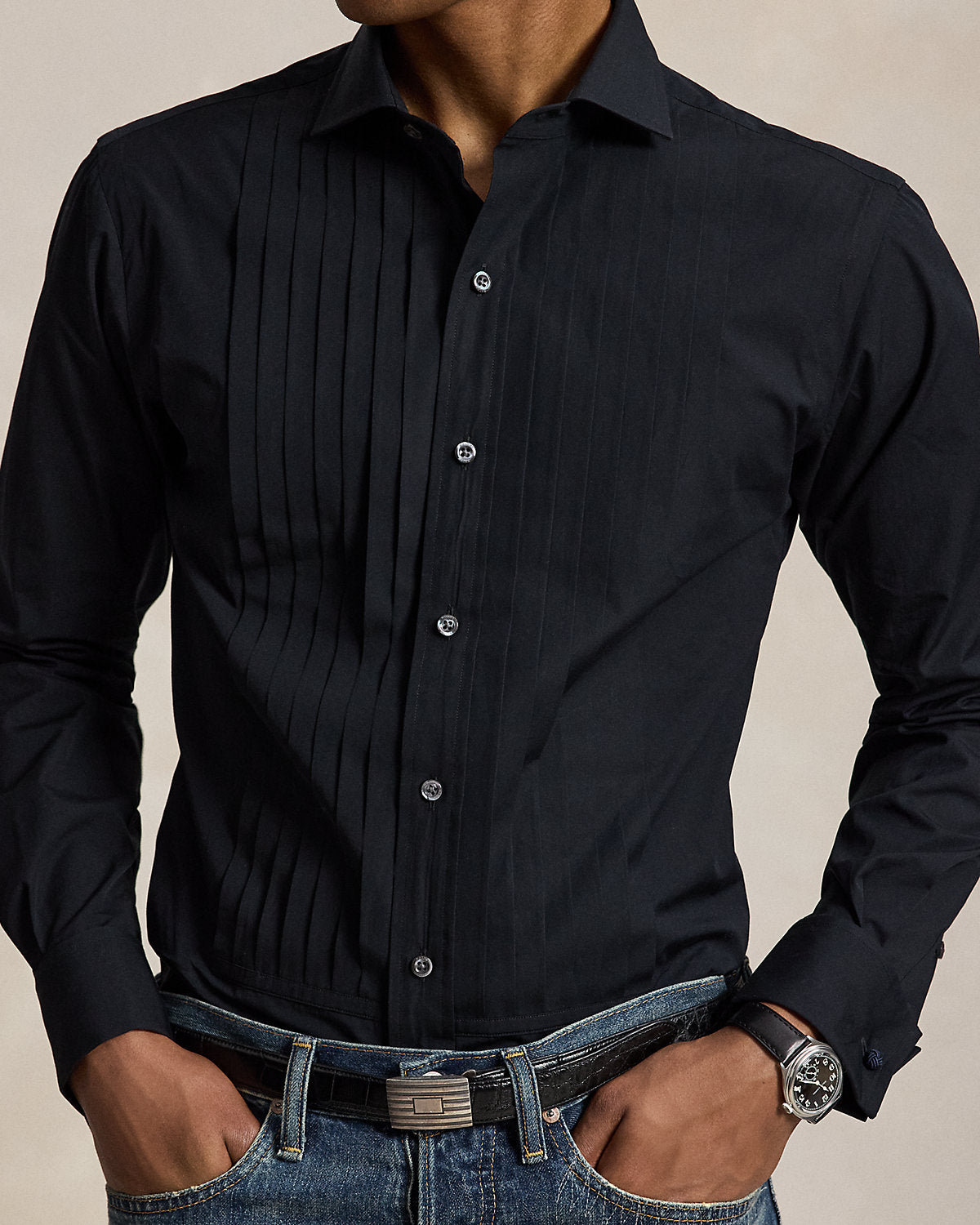 Custom Fit Poplin Tuxedo Shirt