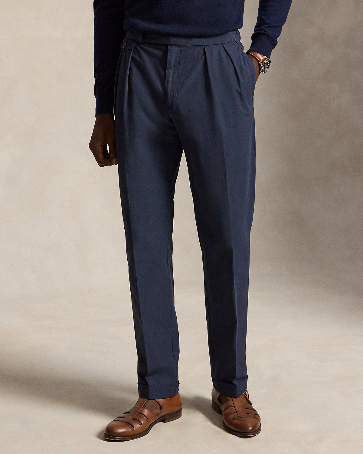 Pleated Poplin Suit Trouser