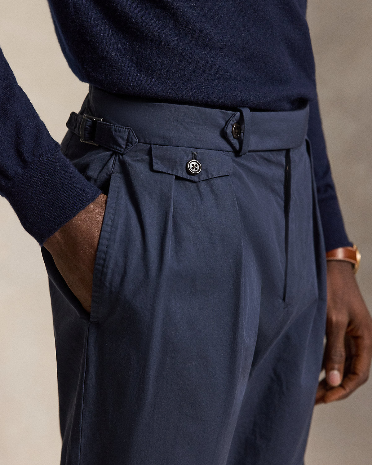 Pleated Poplin Suit Trouser