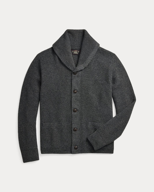 Waffle-Knit Cashmere Shawl Cardigan