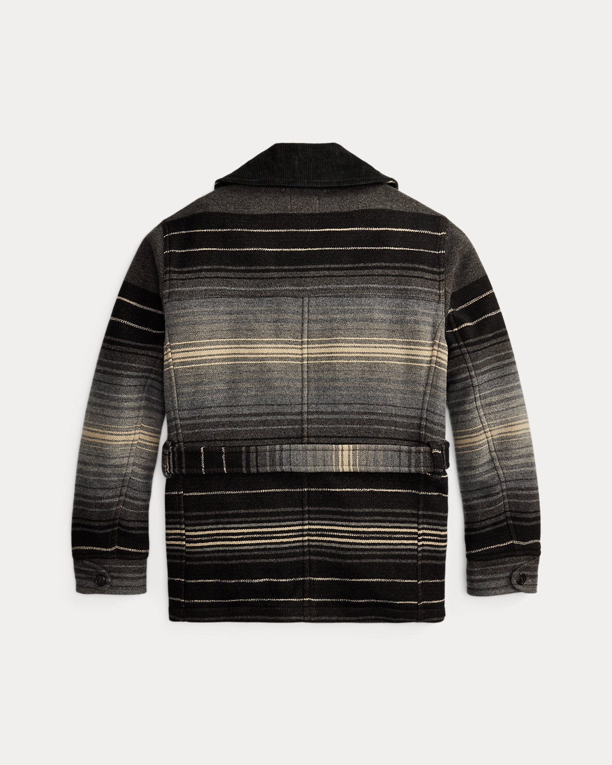 Corduroy-Collar Jacquard Coat