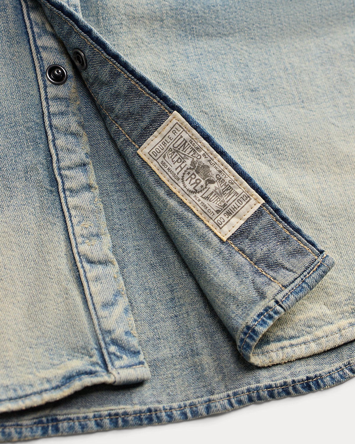 Slim Fit Repaired Denim Western Shirt