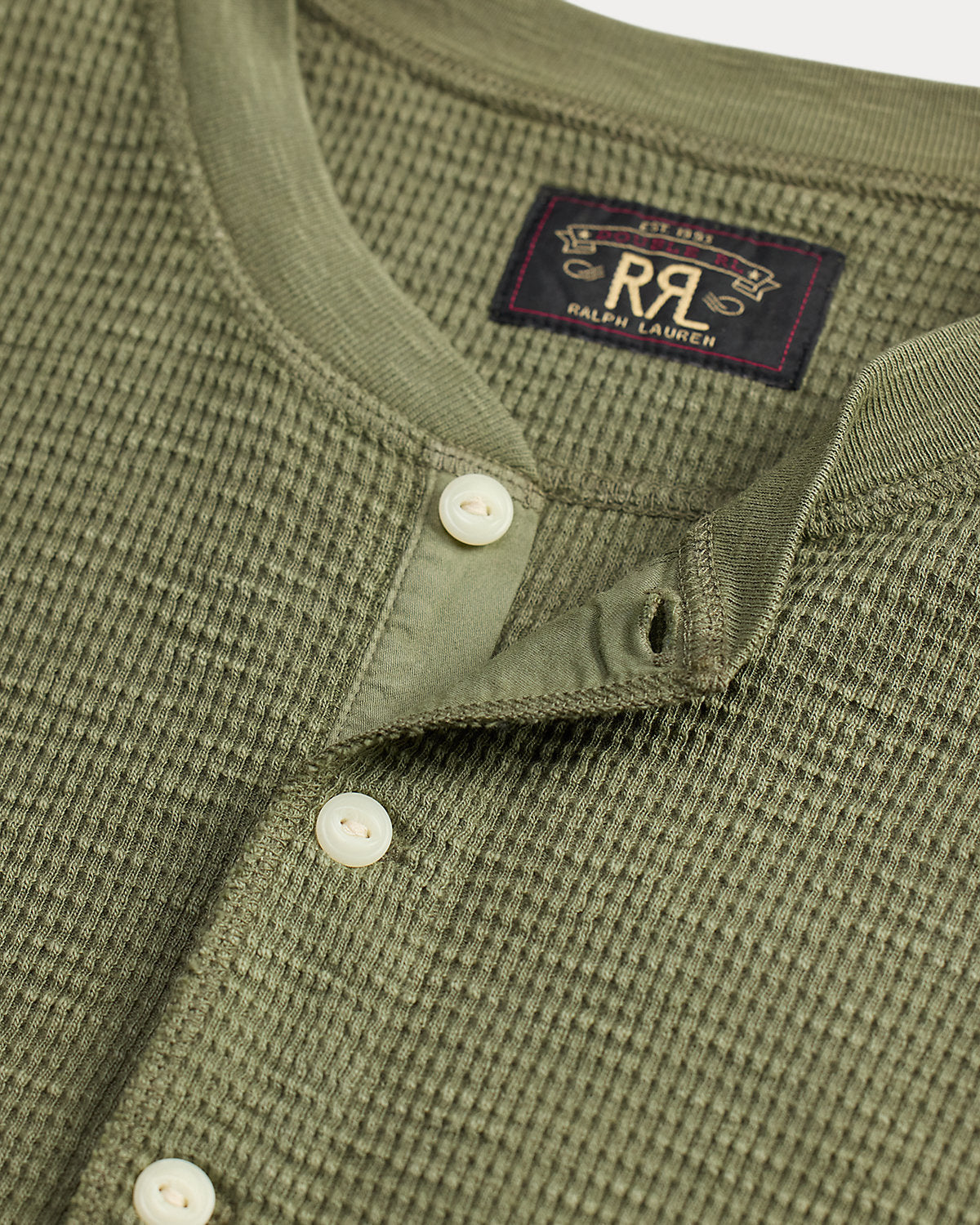 Men's Garment-Dyed Waffle-Knit Henley Shirt