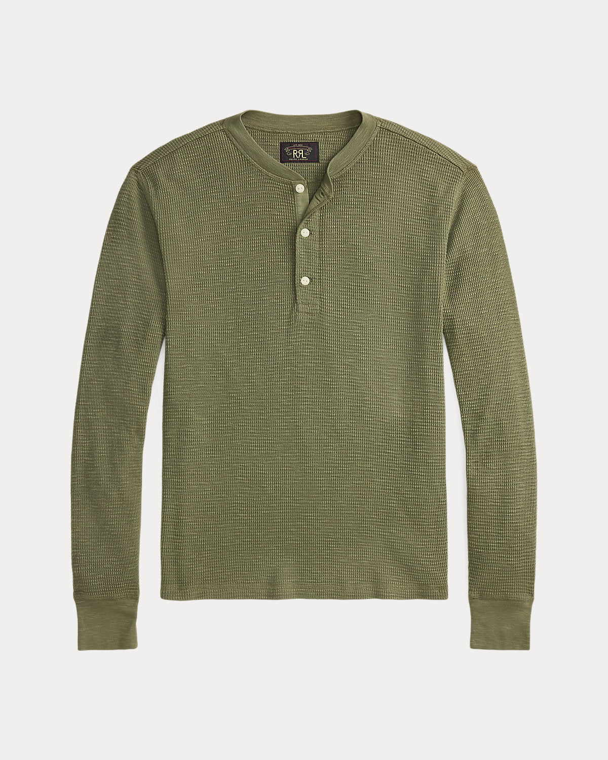 Men's Garment-Dyed Waffle-Knit Henley Shirt