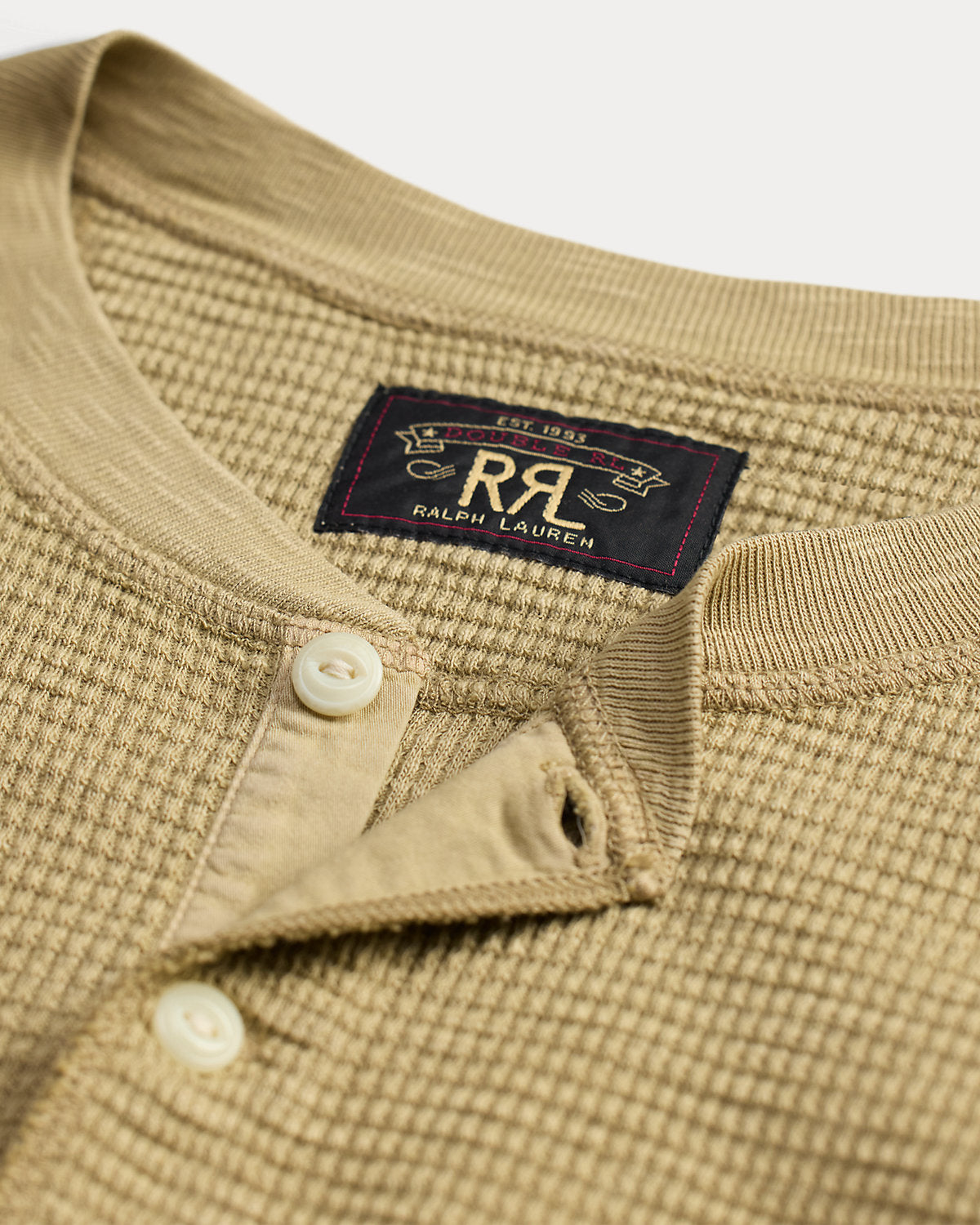 Men's Garment-Dyed Waffle-Knit Henley Shirt