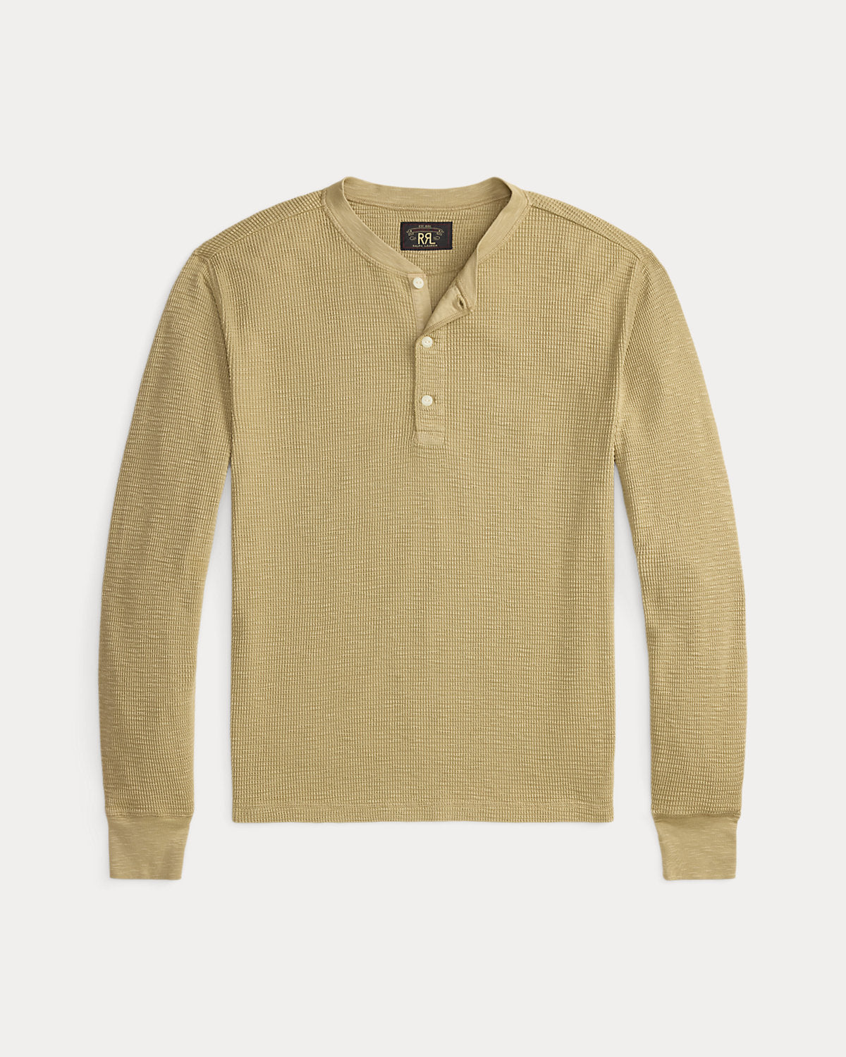 Men's Garment-Dyed Waffle-Knit Henley Shirt