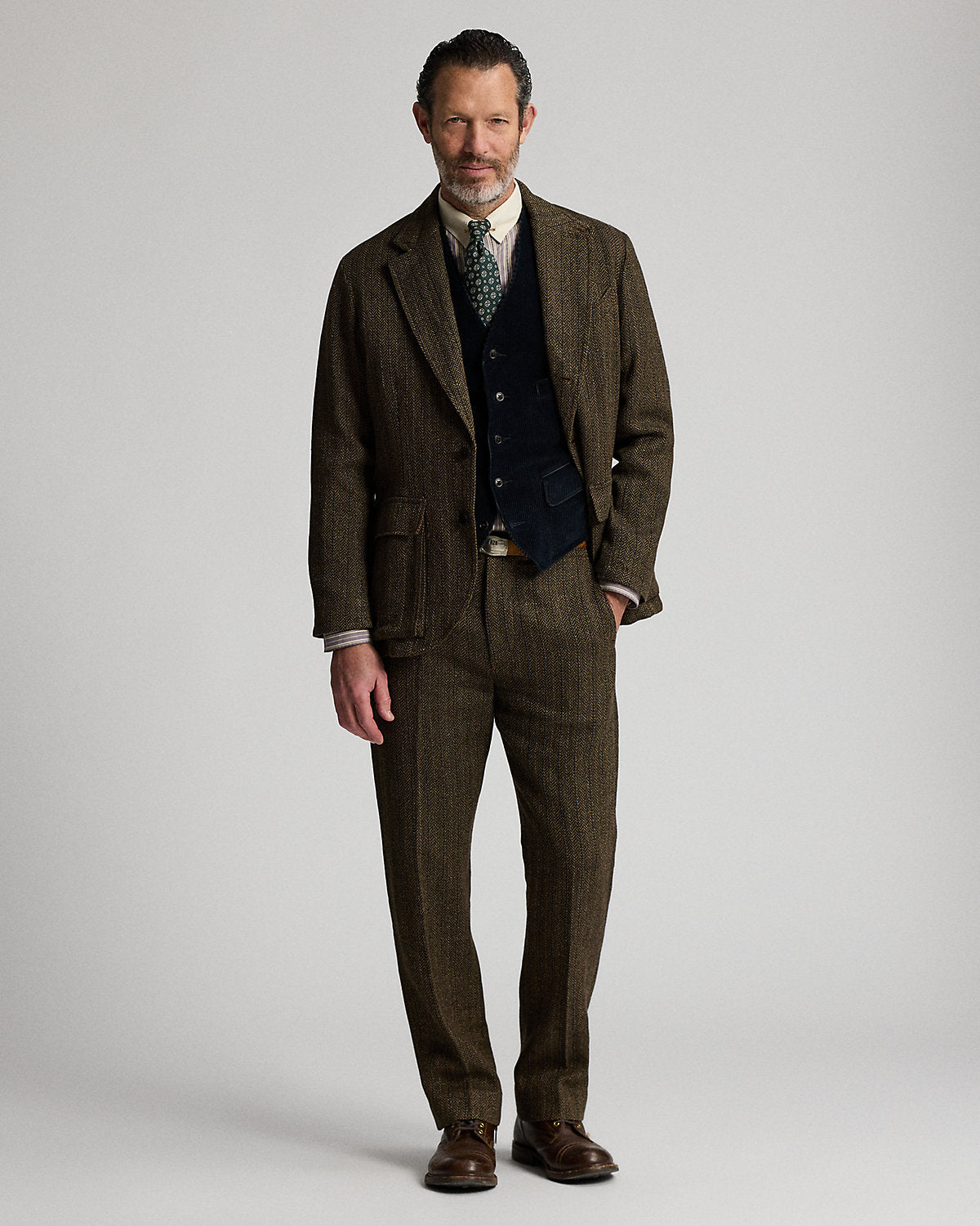 Linen-Blend Herringbone Sport Coat