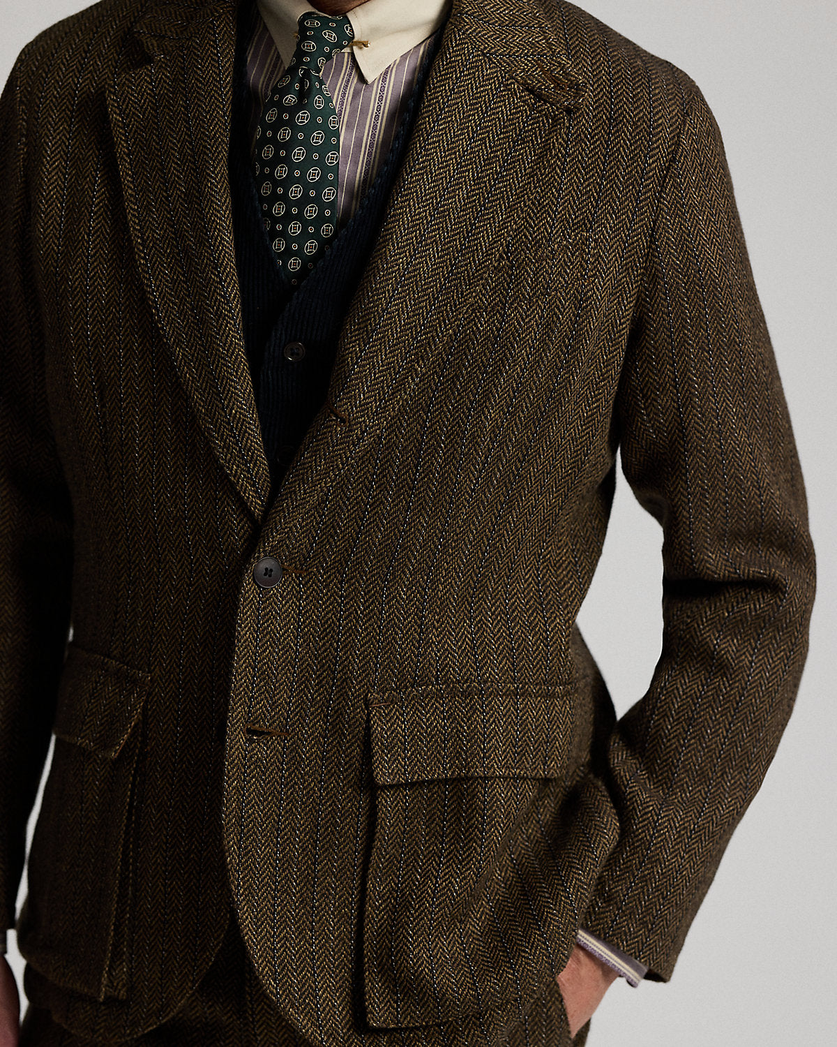 Linen-Blend Herringbone Sport Coat