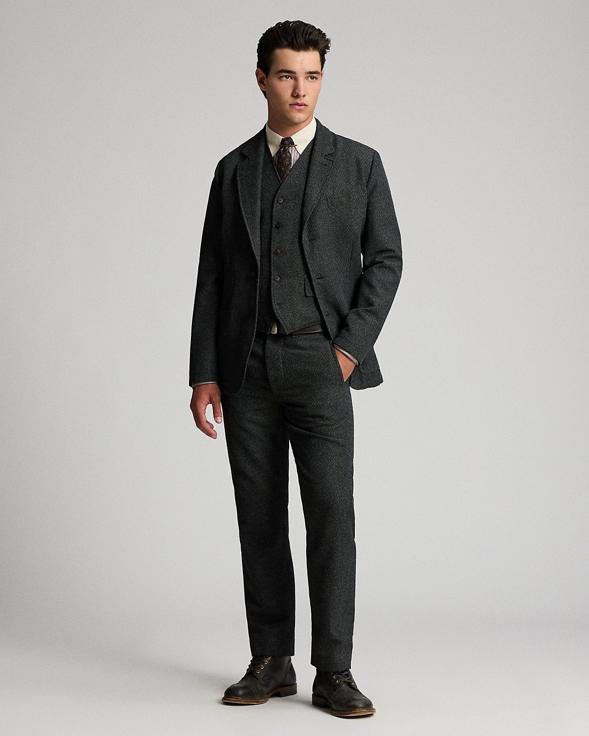 Wool-Cotton Herringbone Vest