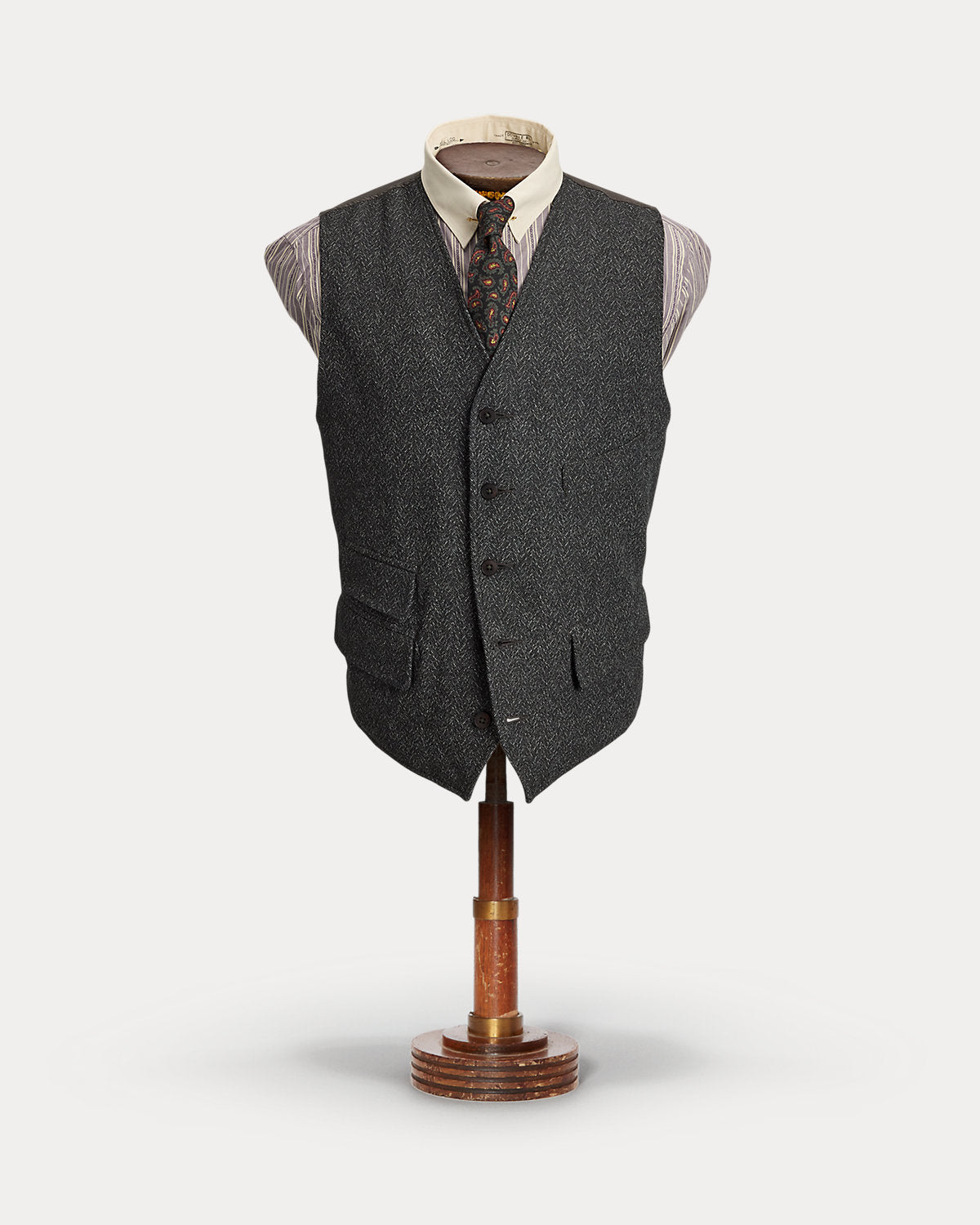 Wool-Cotton Herringbone Vest