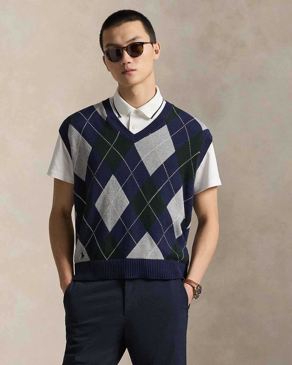 Big Fit Performance Argyle Sweater Vest