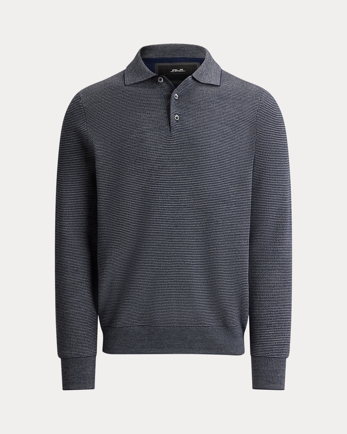 Striped Performance Polo-Collar Sweater