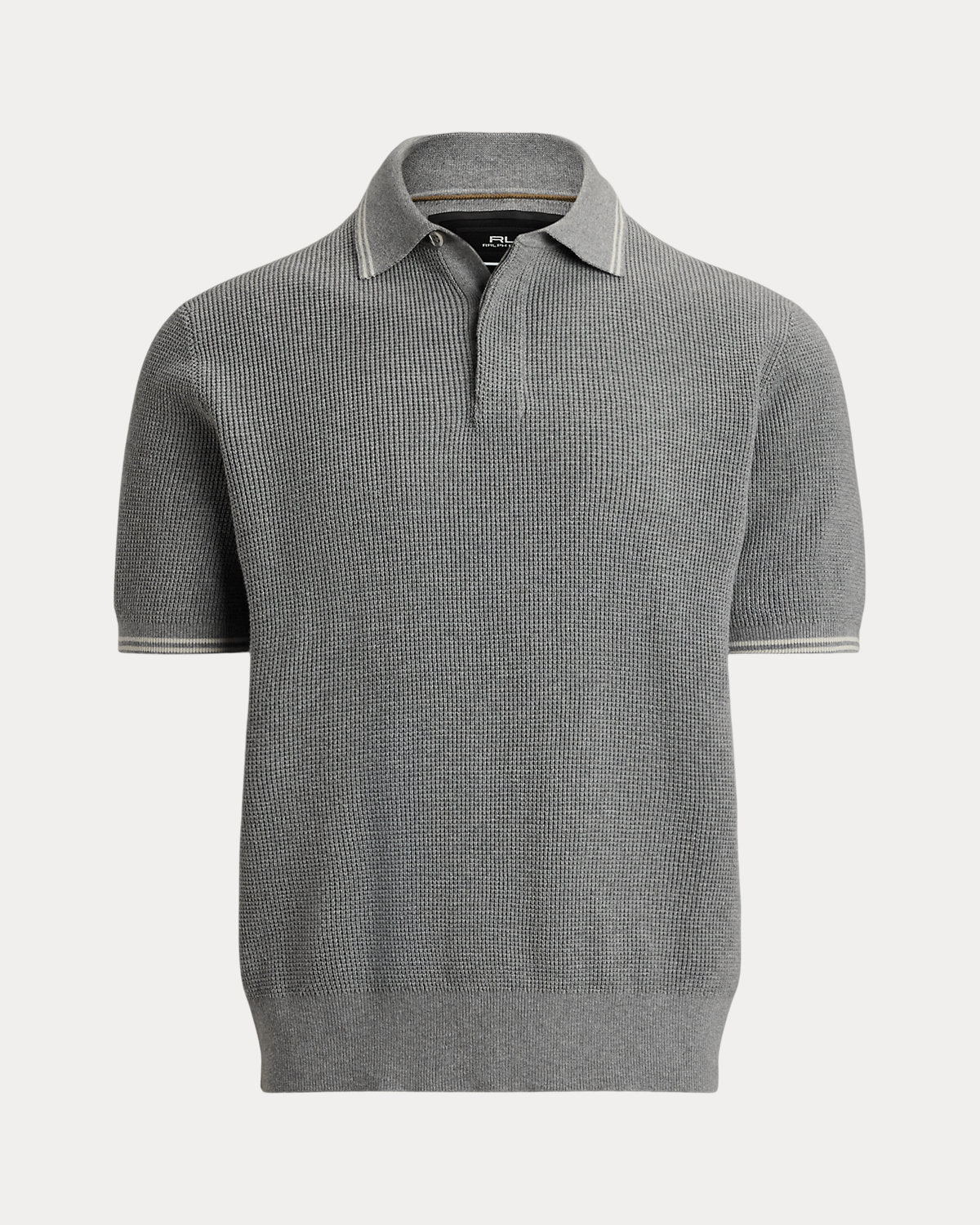 Waffle-Knit Cotton Polo Sweater