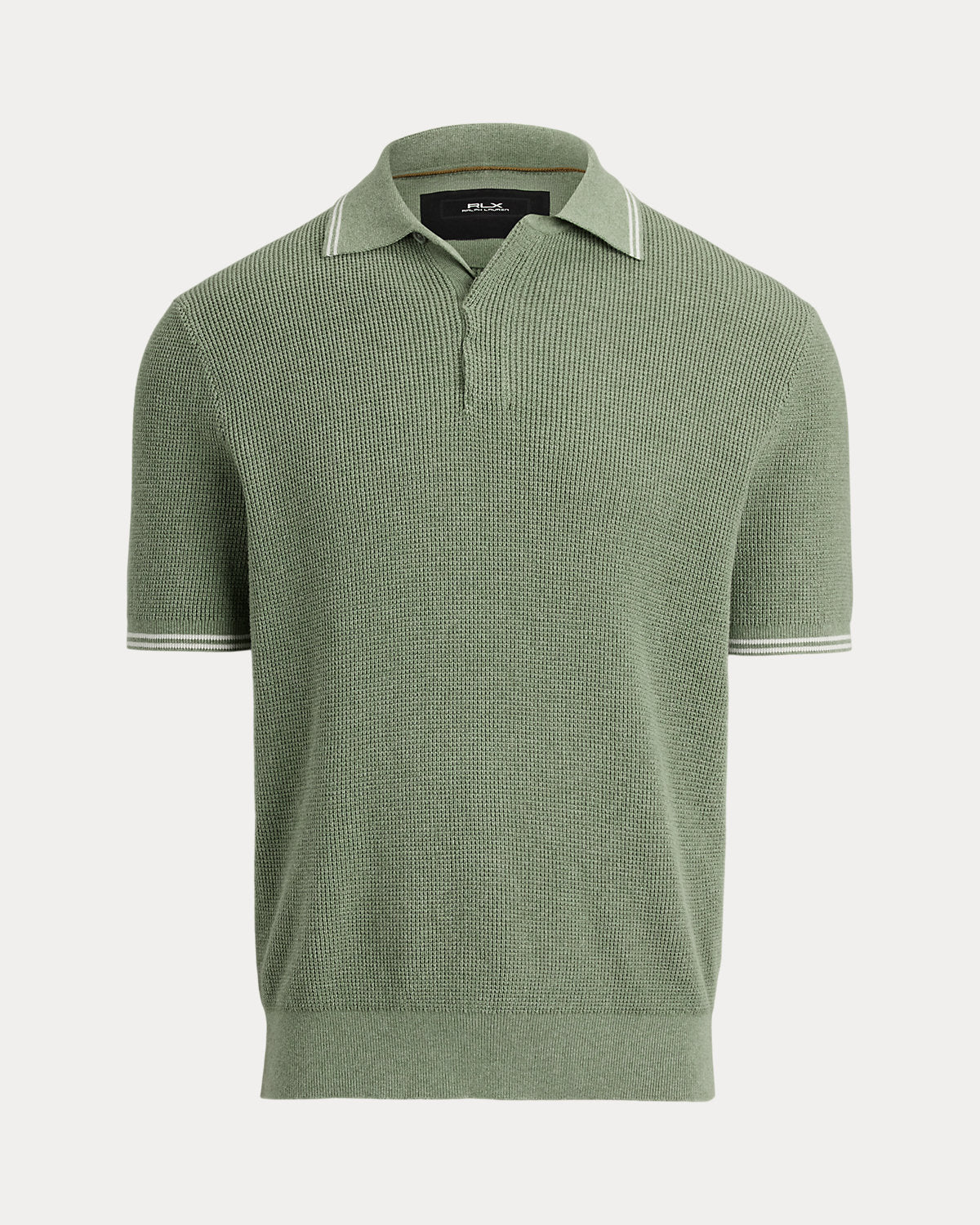 Waffle-Knit Cotton Polo Sweater