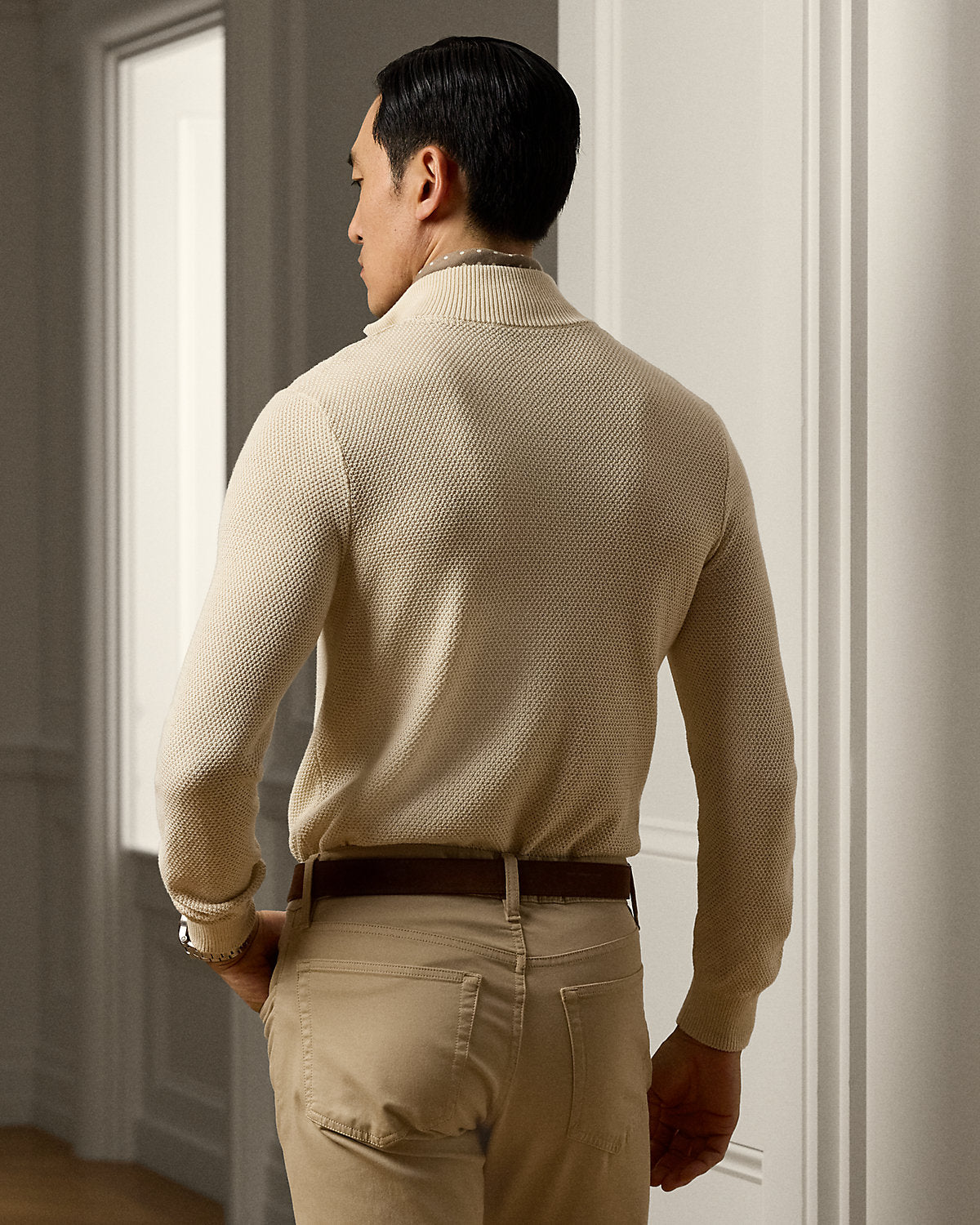 Textured Silk-Cotton Quarter-Zip Sweater