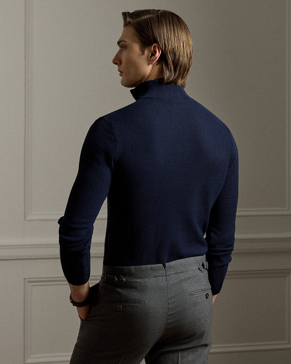 Textured Silk-Cotton Quarter-Zip Sweater