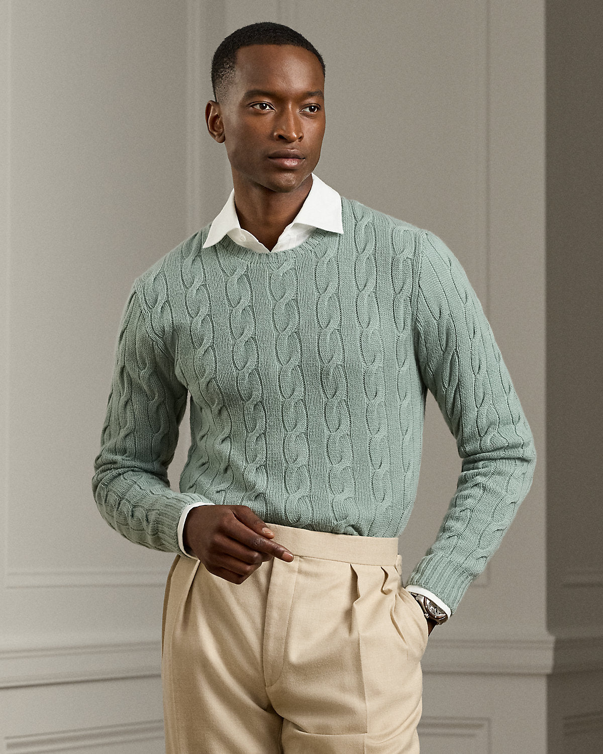 Men's Cable-Knit Cashmere Sweater