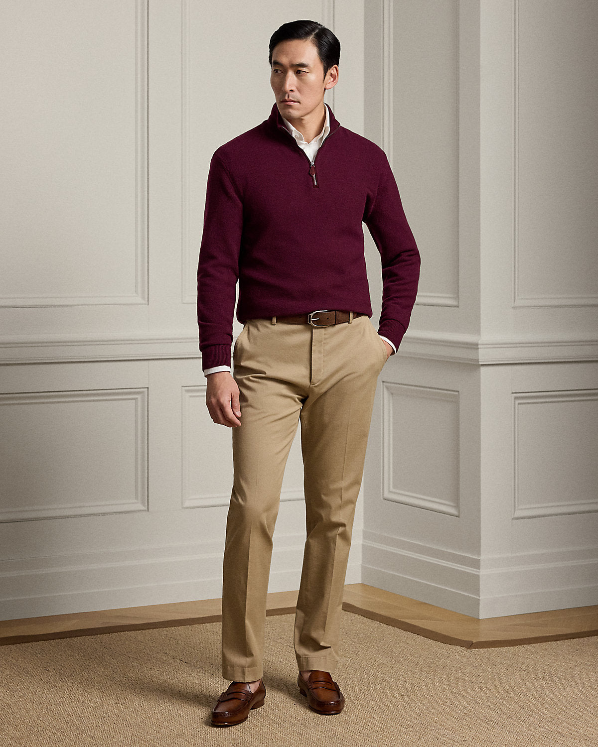 Birdseye Cashmere Quarter-Zip Sweater