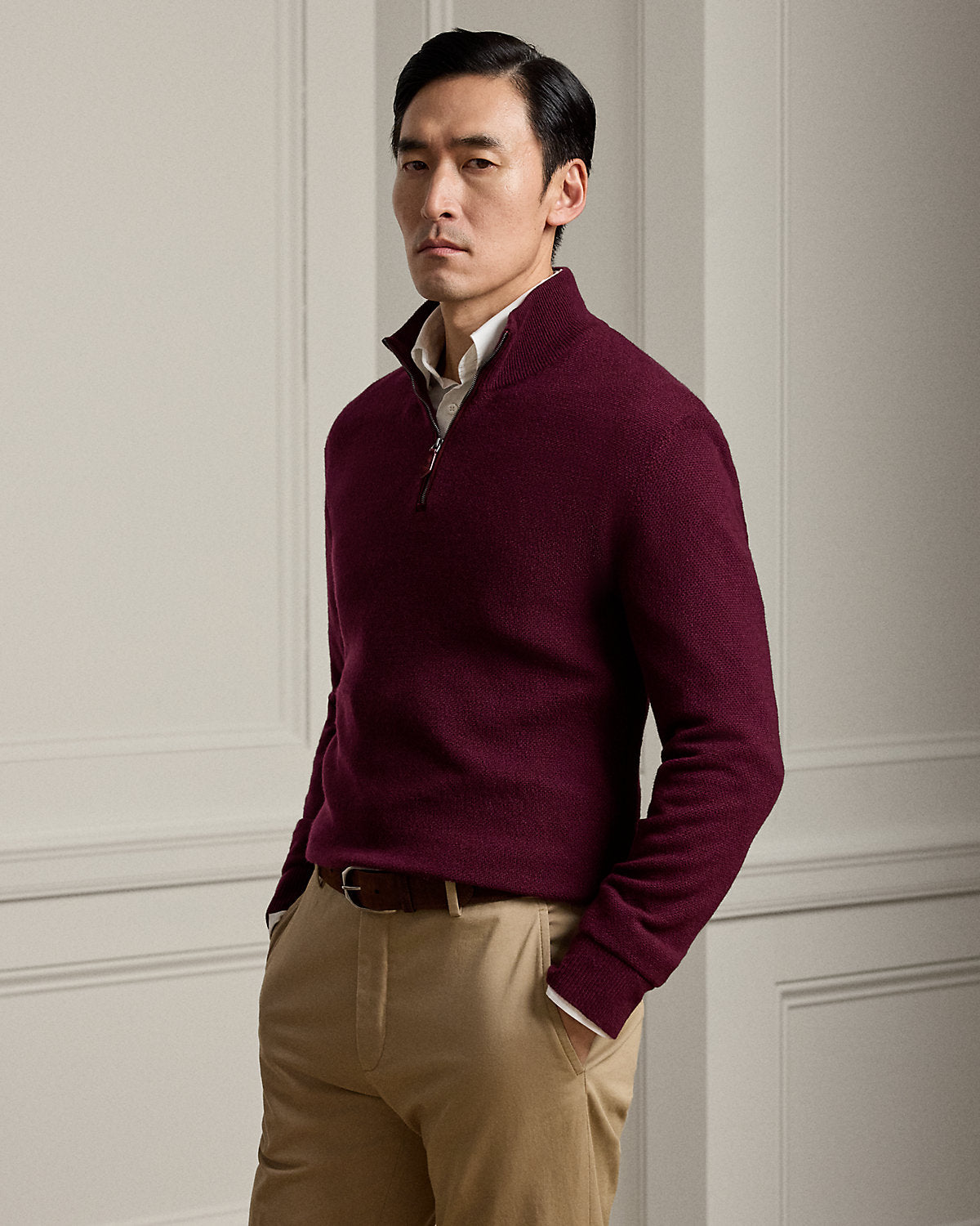 Birdseye Cashmere Quarter-Zip Sweater