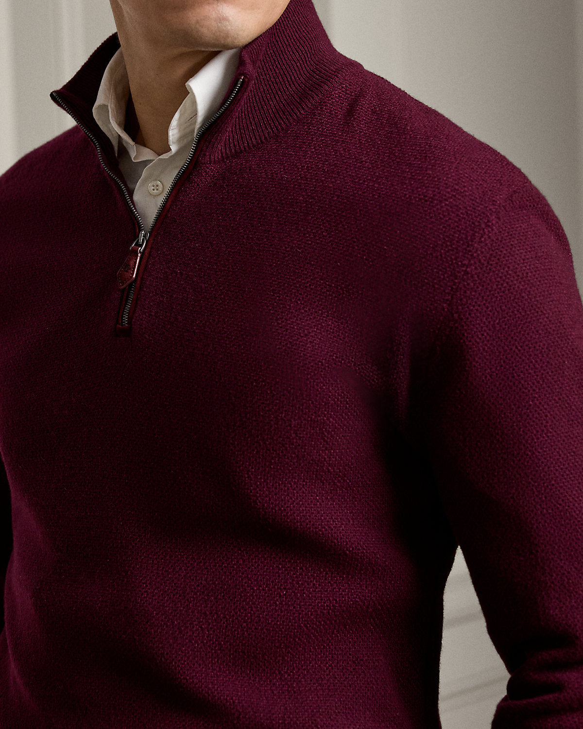 Birdseye Cashmere Quarter-Zip Sweater