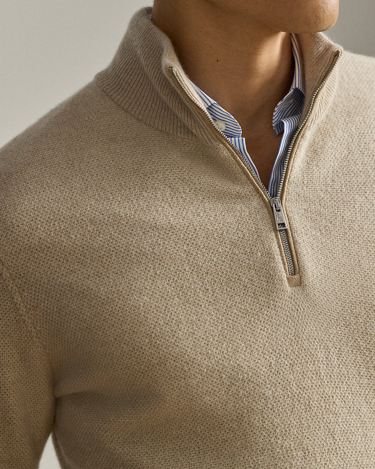 Birdseye Cashmere Quarter-Zip Sweater