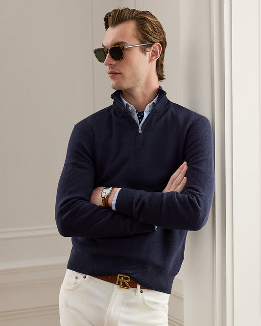 Piqu¨¦-Knit Wool Quarter-Zip Sweater