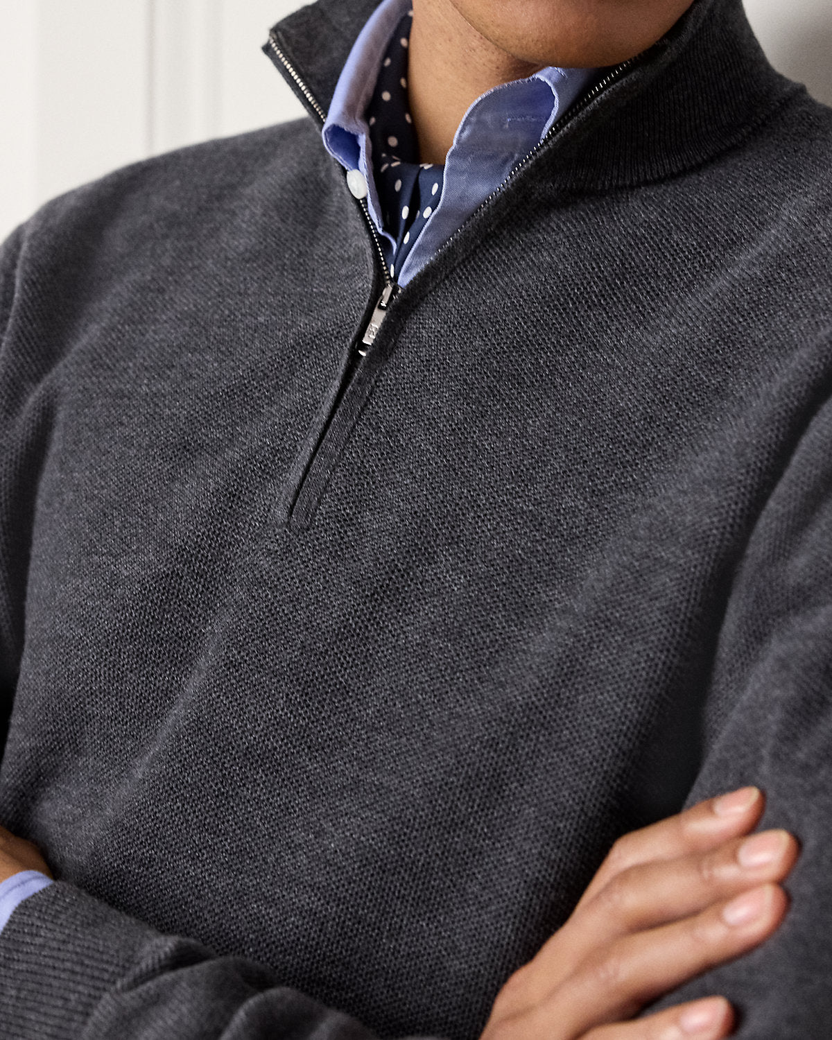 Piqu¨¦-Knit Wool Quarter-Zip Sweater