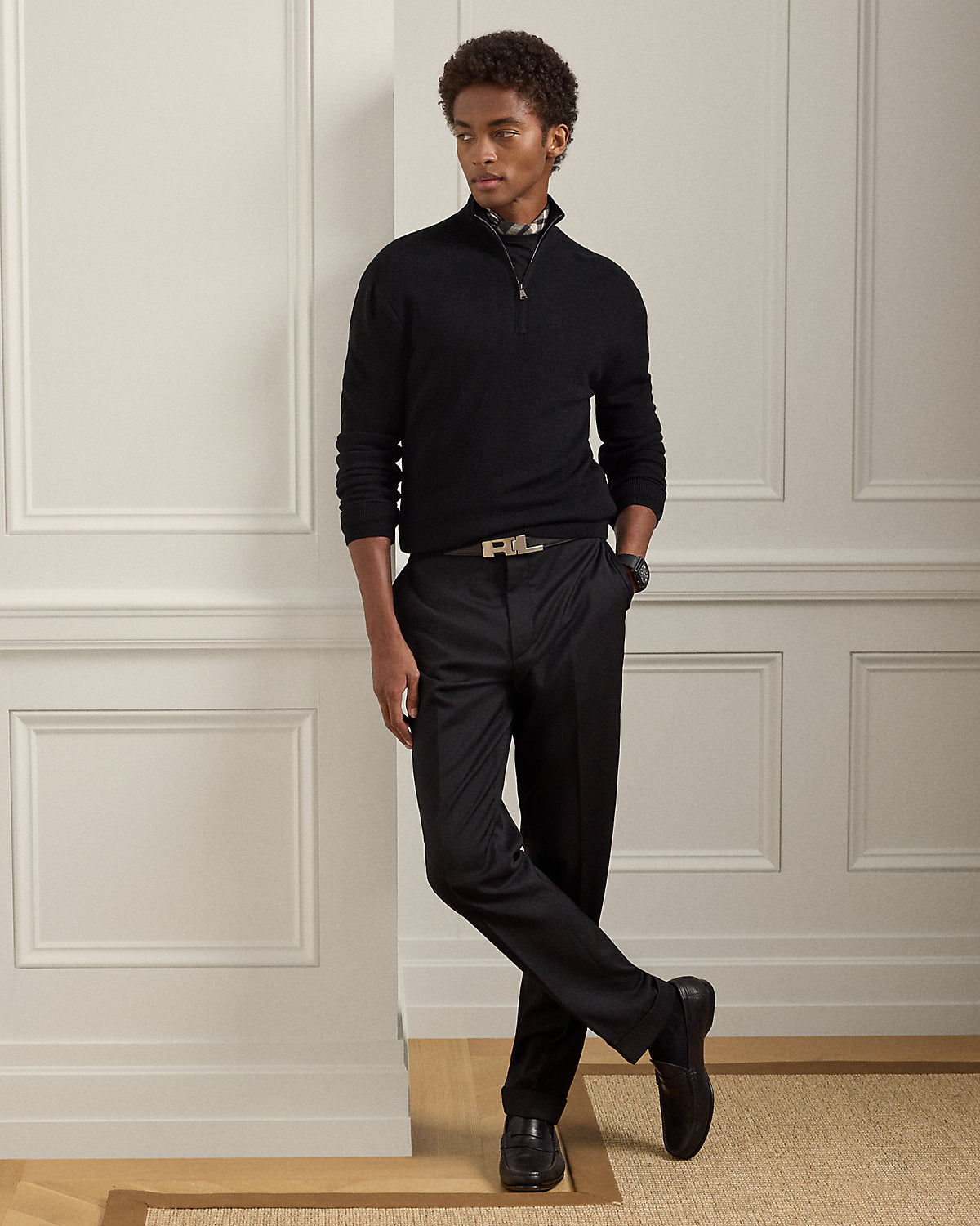 Piqu¨¦-Knit Wool Quarter-Zip Sweater