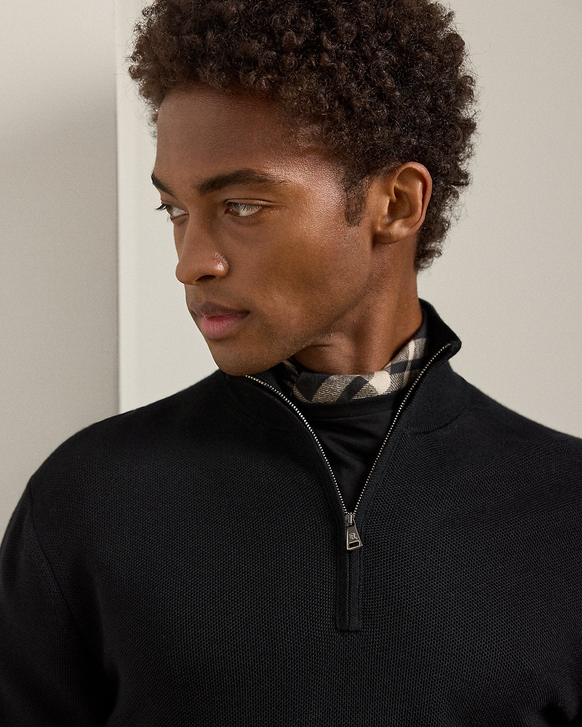 Piqu¨¦-Knit Wool Quarter-Zip Sweater