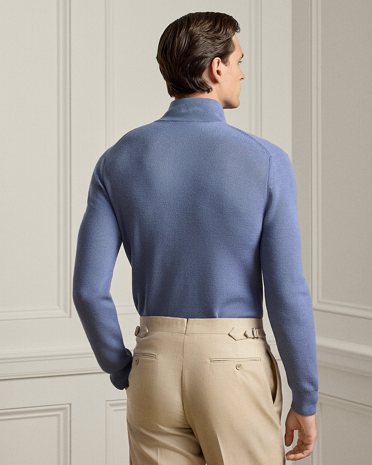 Piqu¨¦-Knit Wool Quarter-Zip Sweater