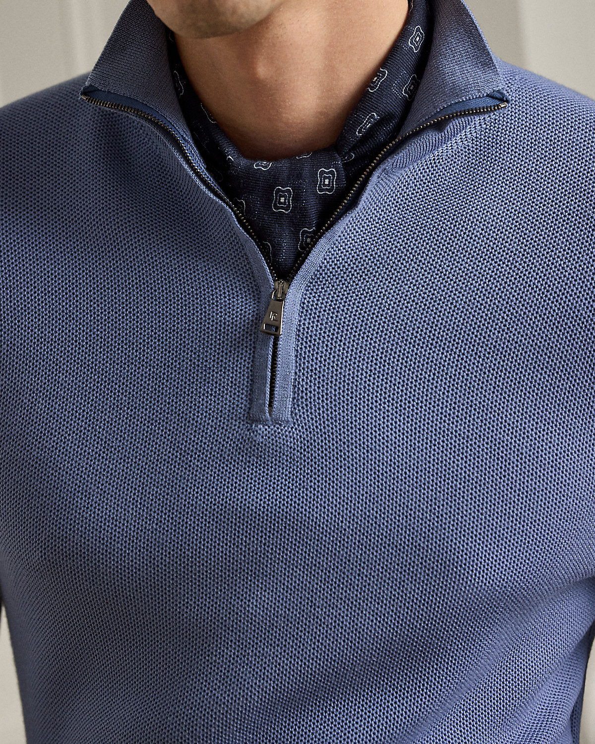 Piqu¨¦-Knit Wool Quarter-Zip Sweater