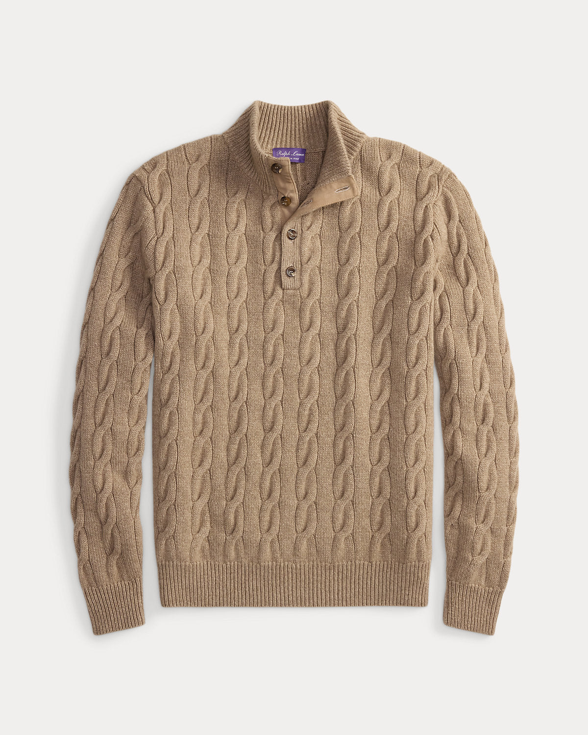 Cable-Knit Cashmere Mockneck Sweater