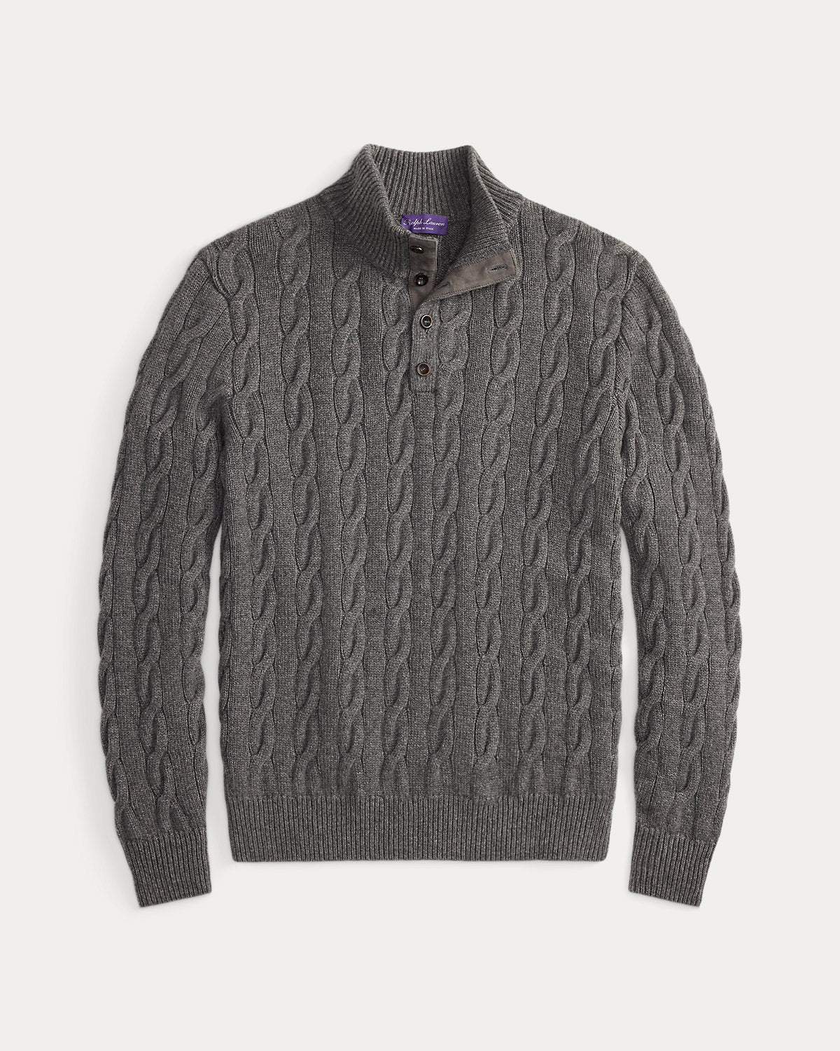 Cable-Knit Cashmere Mockneck Sweater