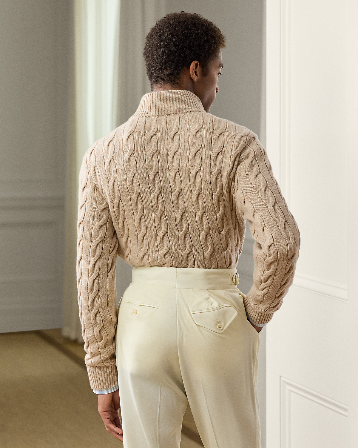 Cable-Knit Cashmere Mockneck Sweater
