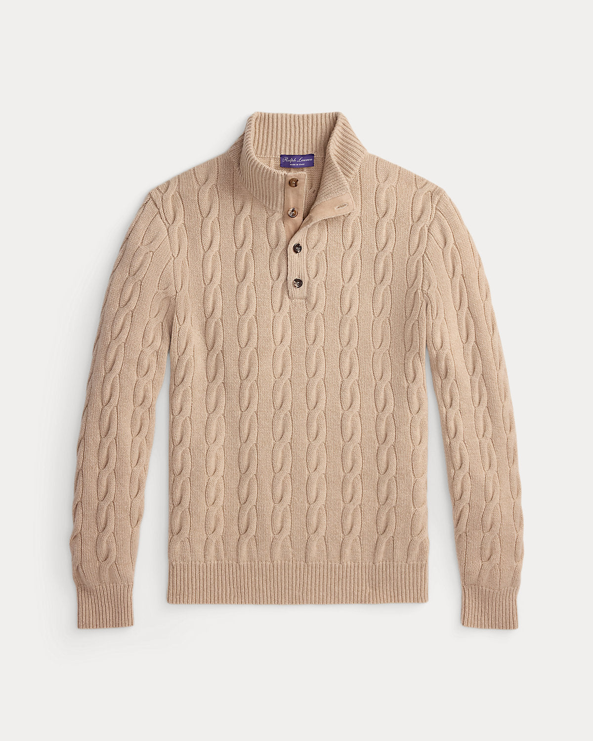 Cable-Knit Cashmere Mockneck Sweater