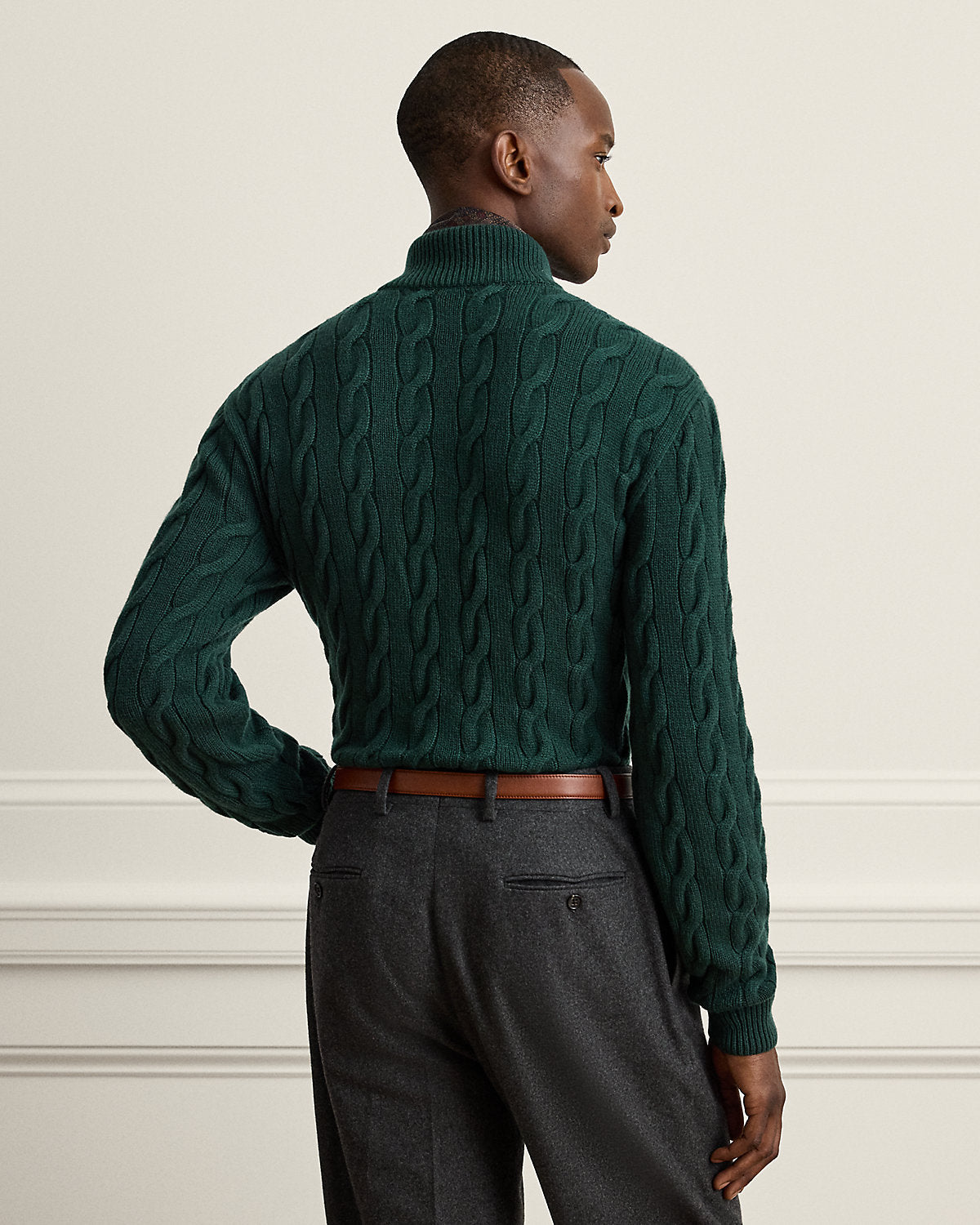 Cable-Knit Cashmere Mockneck Sweater