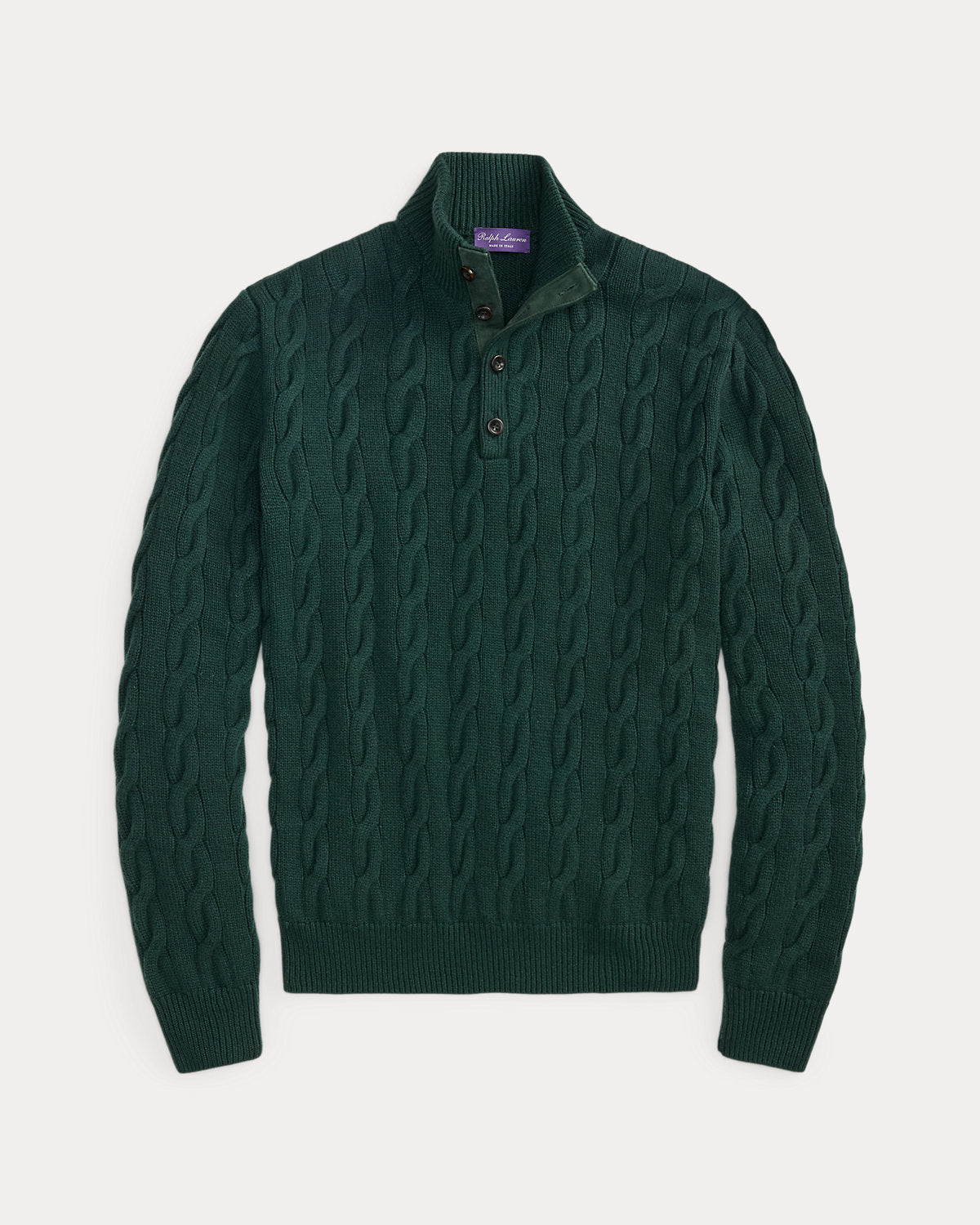Cable-Knit Cashmere Mockneck Sweater