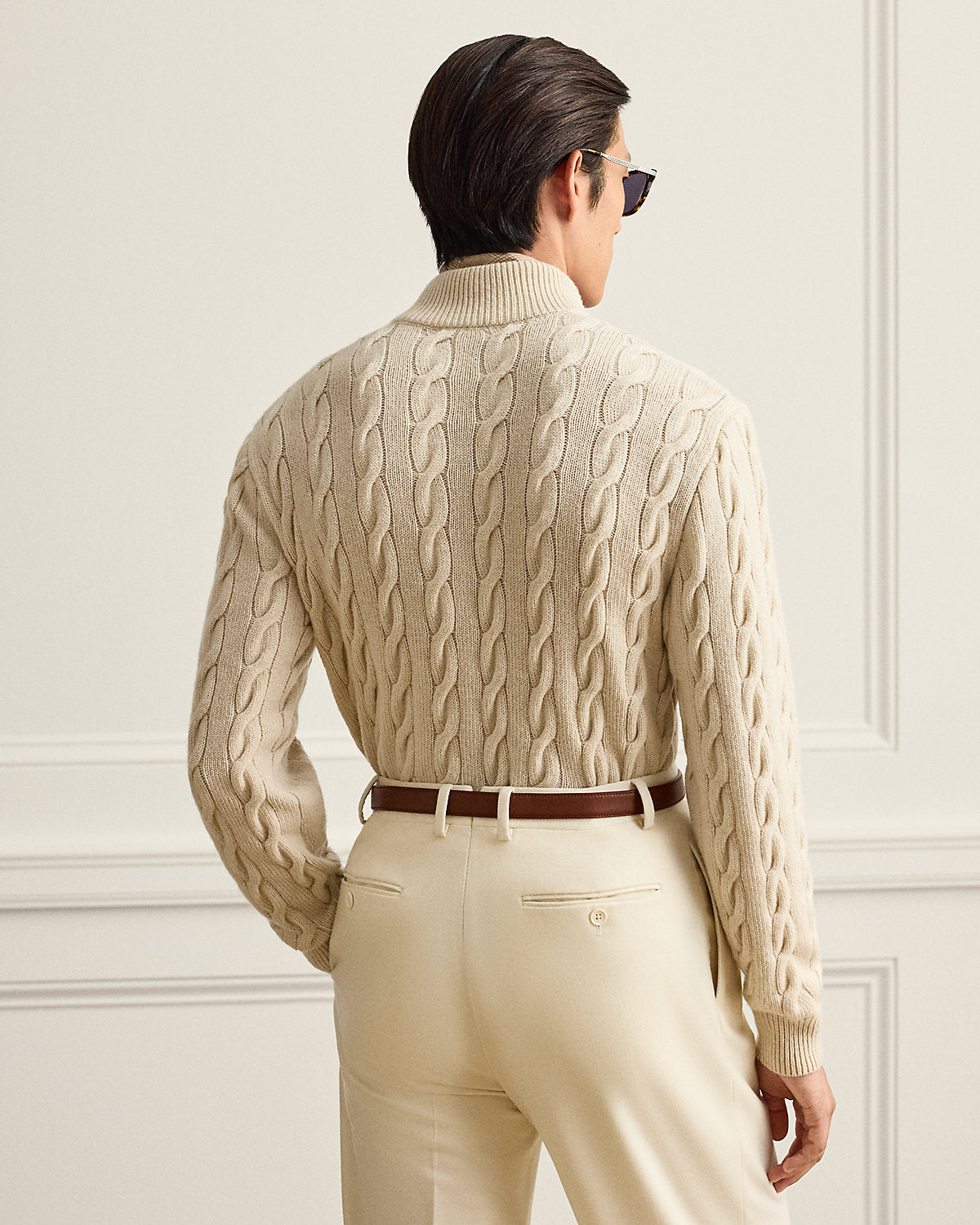 Cable-Knit Cashmere Mockneck Sweater