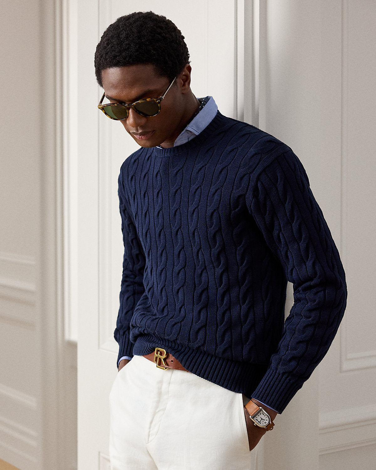 Cable-Knit Cotton-Silk Sweater