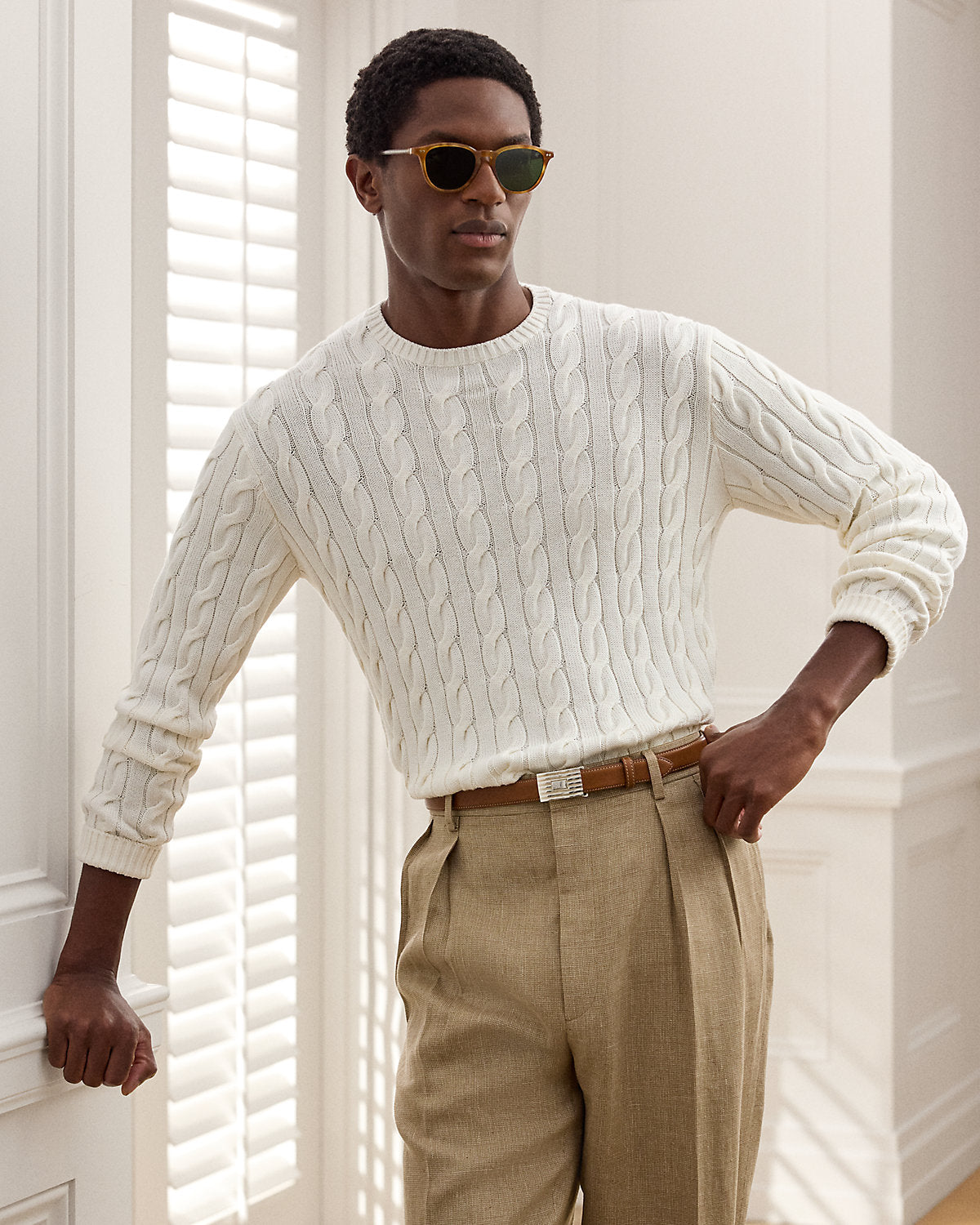 Cable-Knit Cotton-Silk Sweater