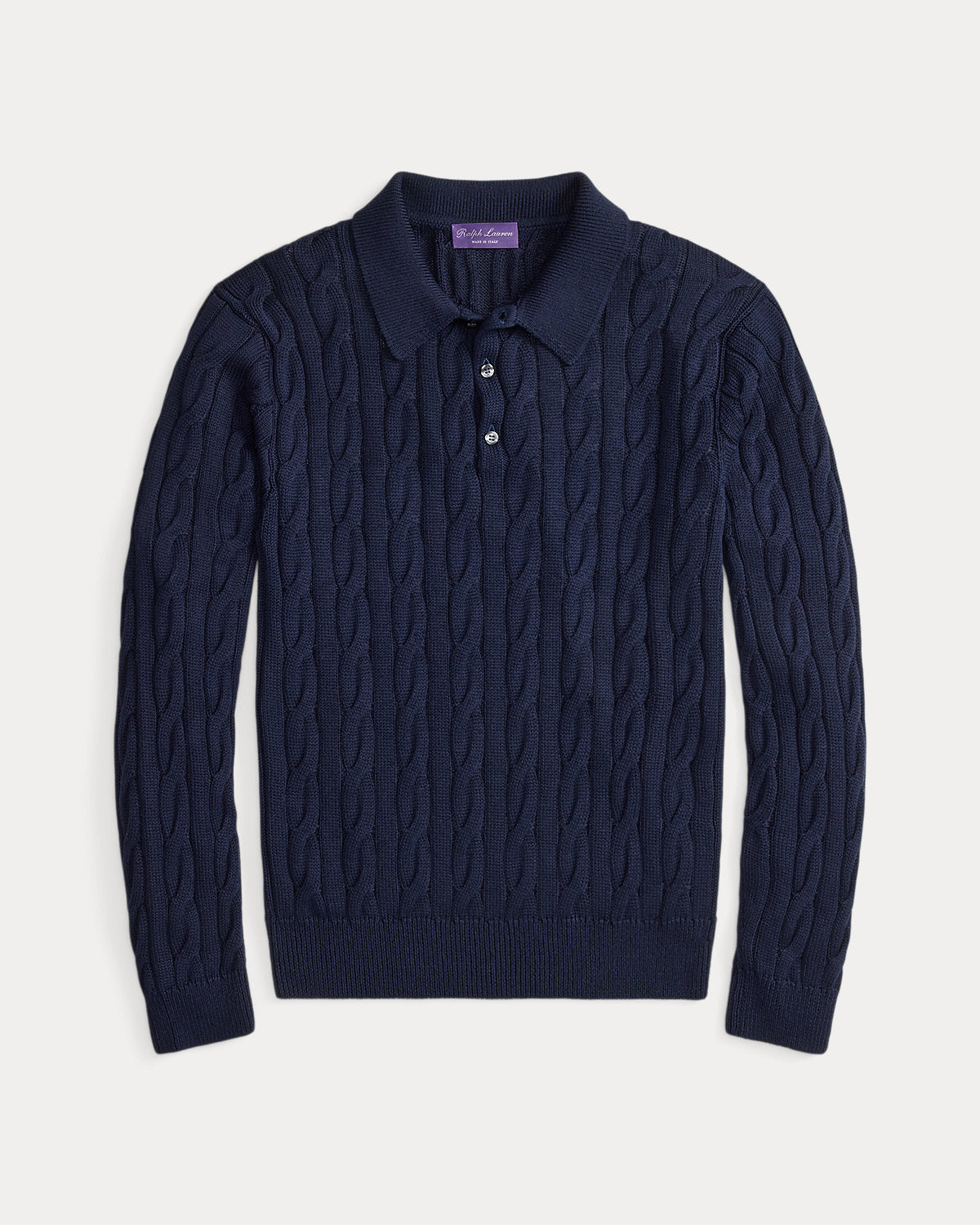 Cable-Knit Cotton-Blend Polo Sweater